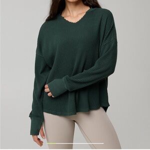 Aerie Dark Green Waffle Knit Sweater